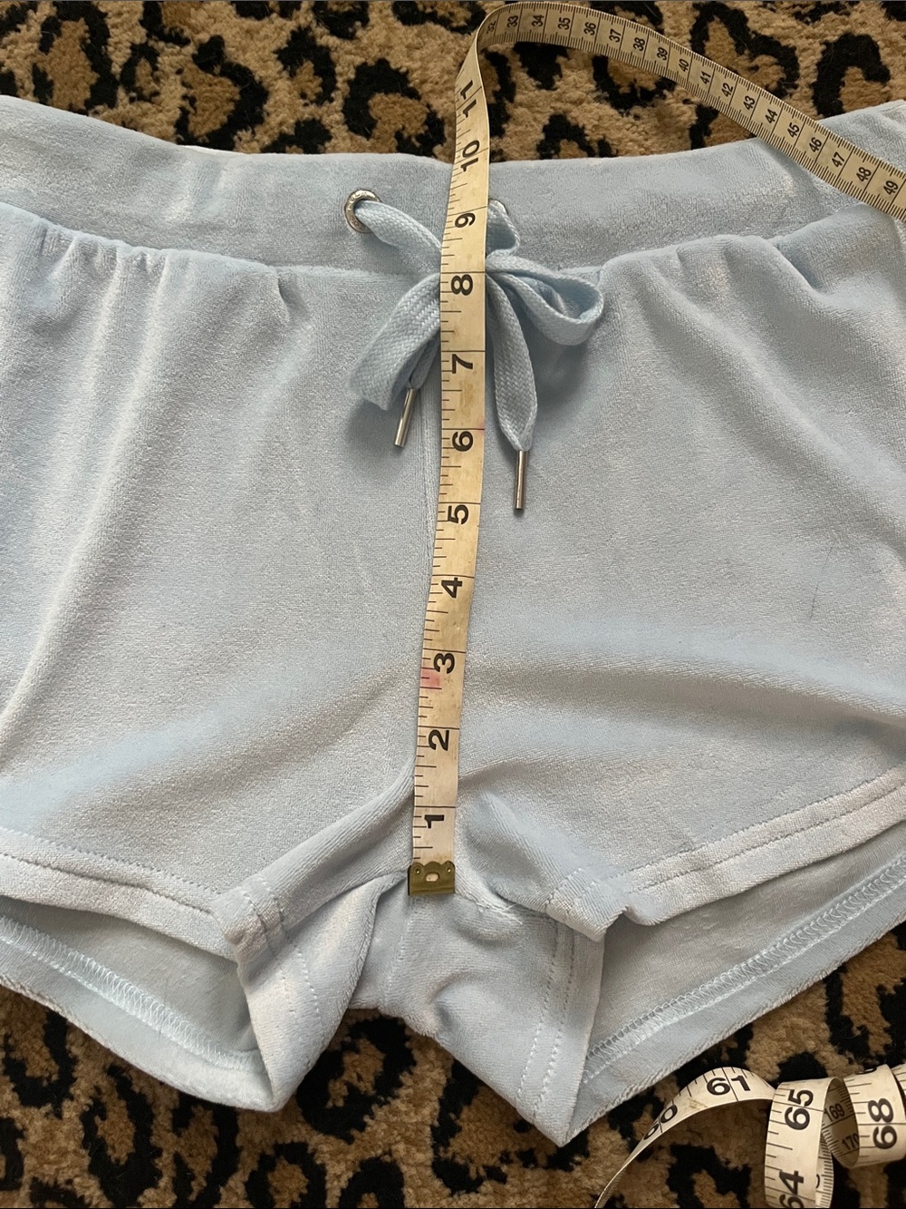bebe Light Blue Rhinestone Logo Lounge Shorts - Picture 3 of 4